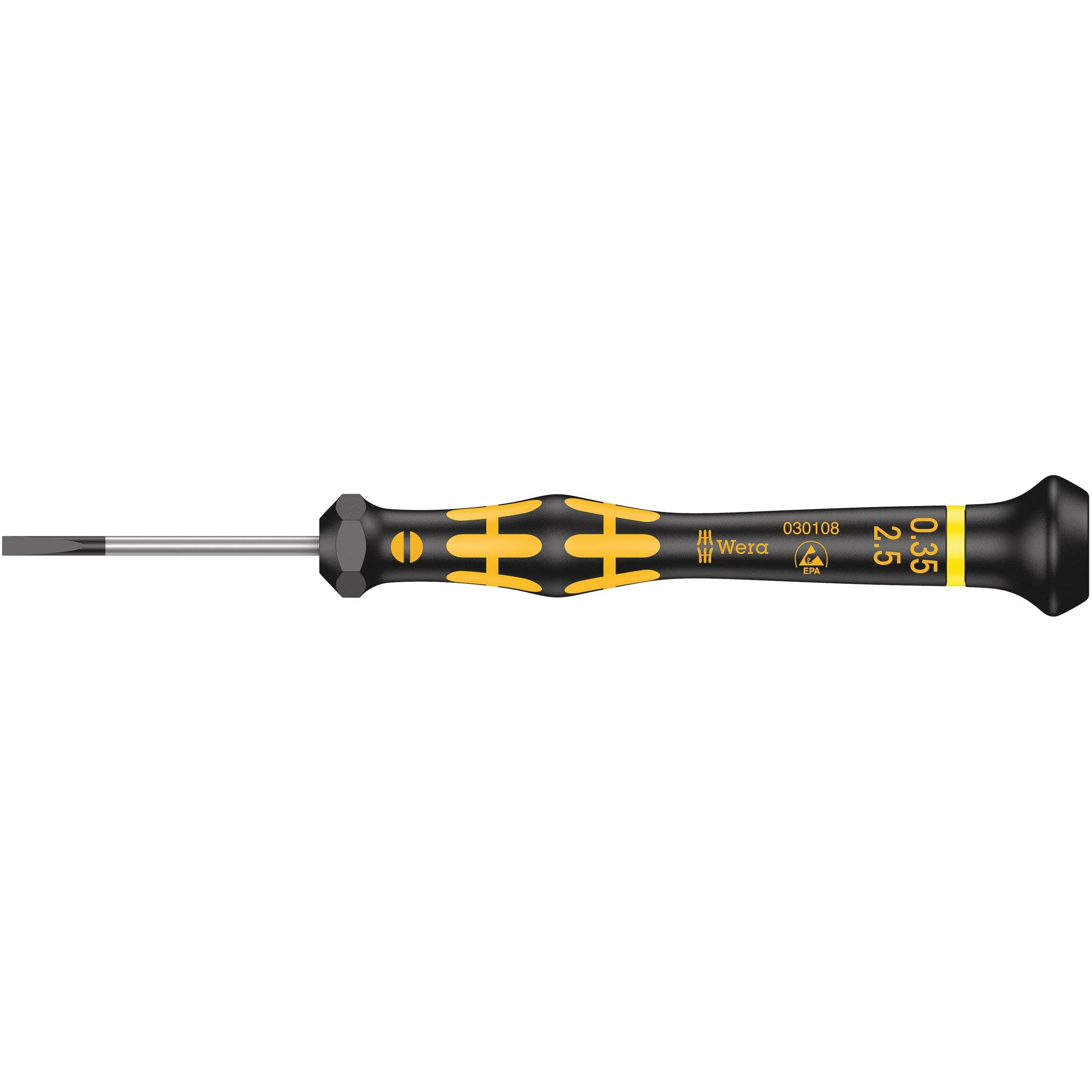 Wera 1578 A ESD Kraftform Micro screwdriver for slotted screws, 0.35 x 2.5 x 40 mm