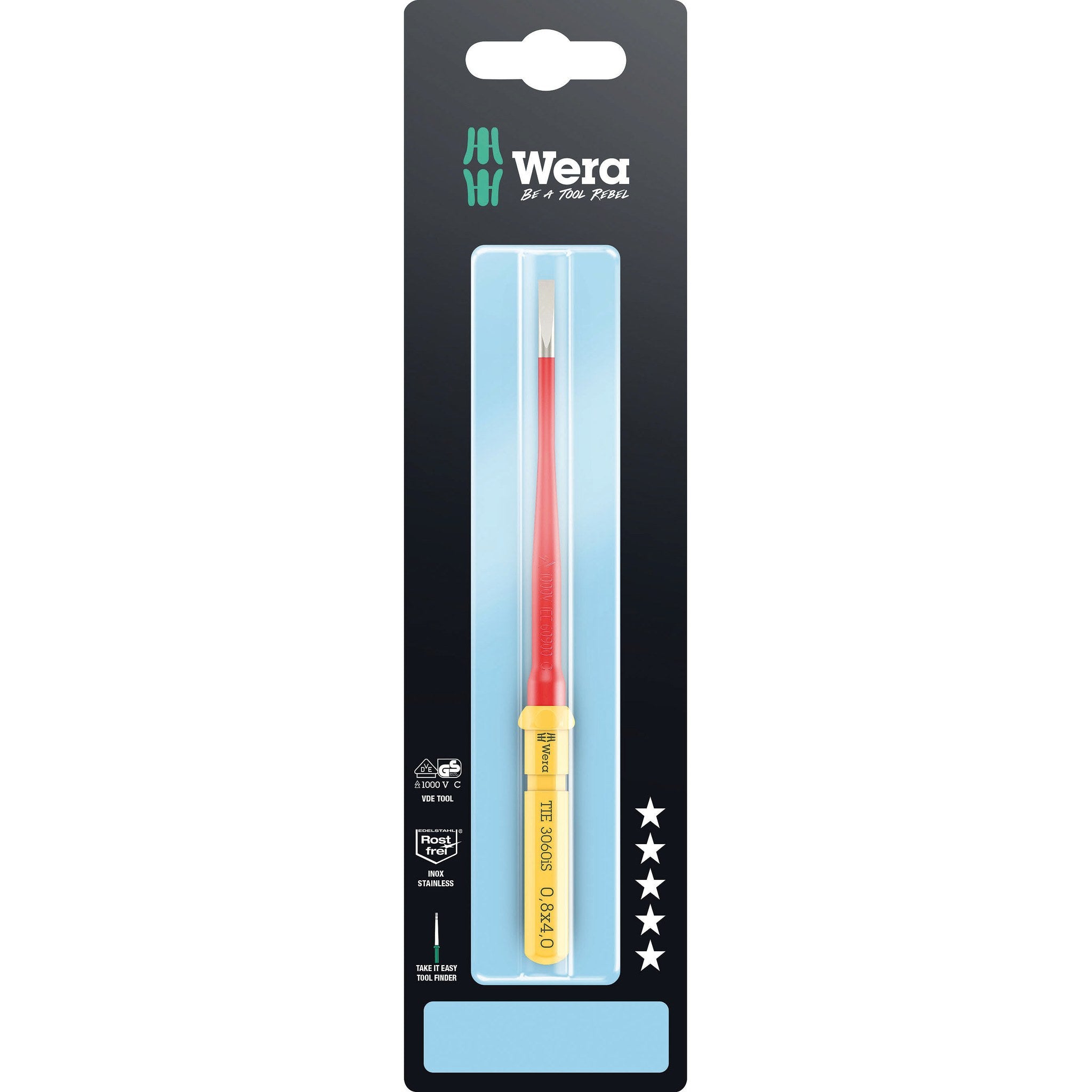 Wera Kraftform Kompakt VDE 3060 iS Take it easy SB, Edelstahl, 0.8 x 4 x 157 mm
