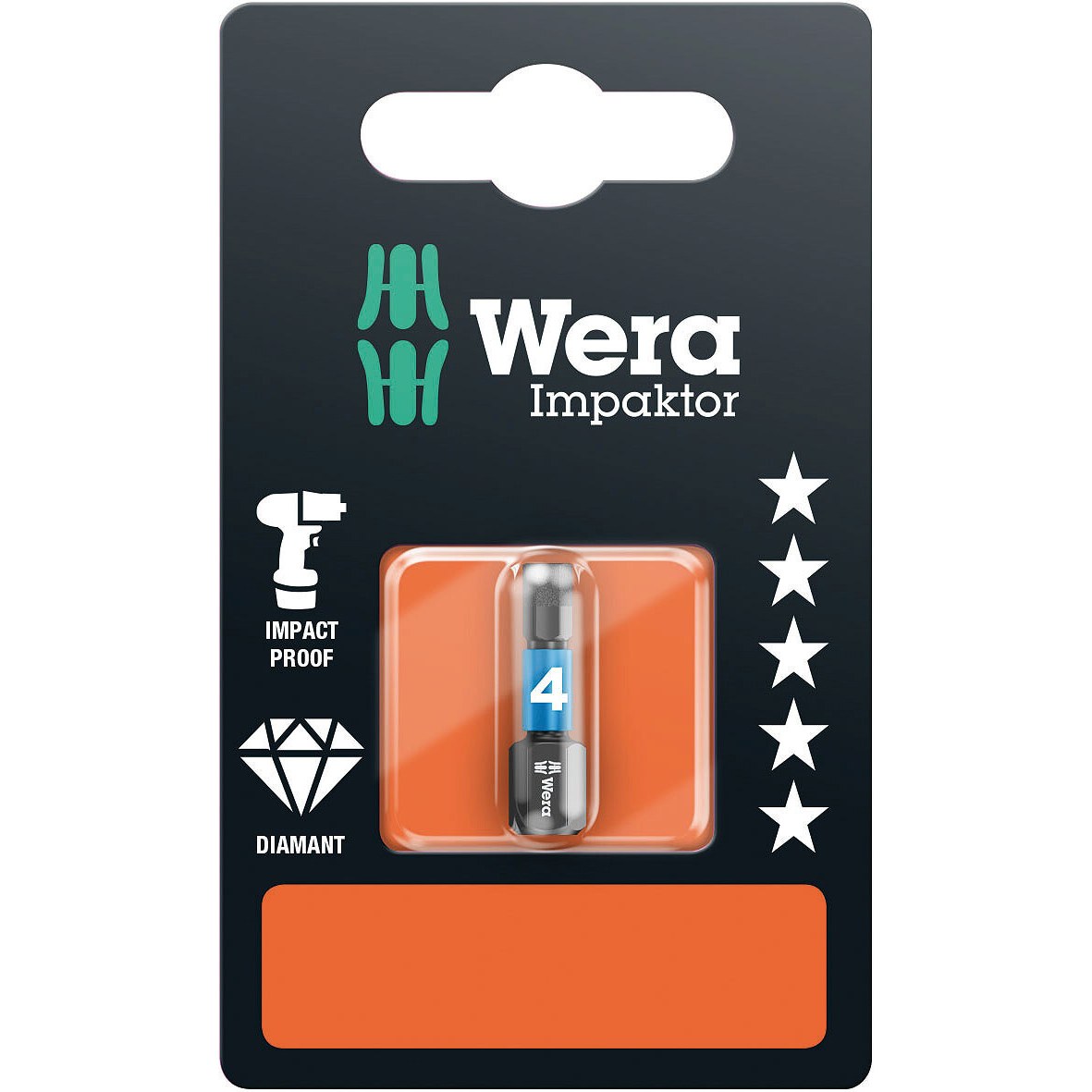 Wera 840/1 IMP DC SB Impaktor bits, 4 x 25 mm