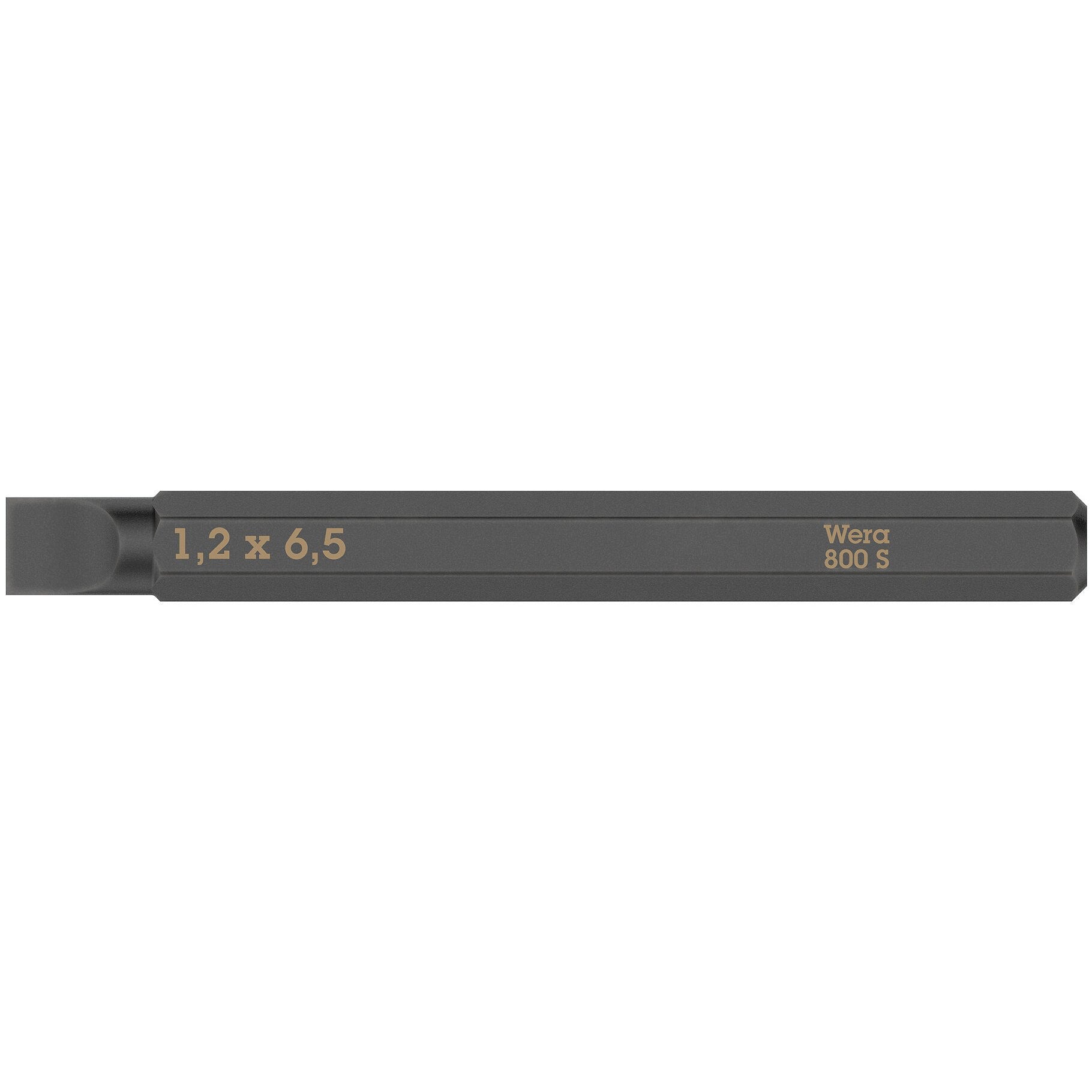 Wera 800 S Slotted bits for impact screwdrivers, 1.2 x 6.5 x 70 mm