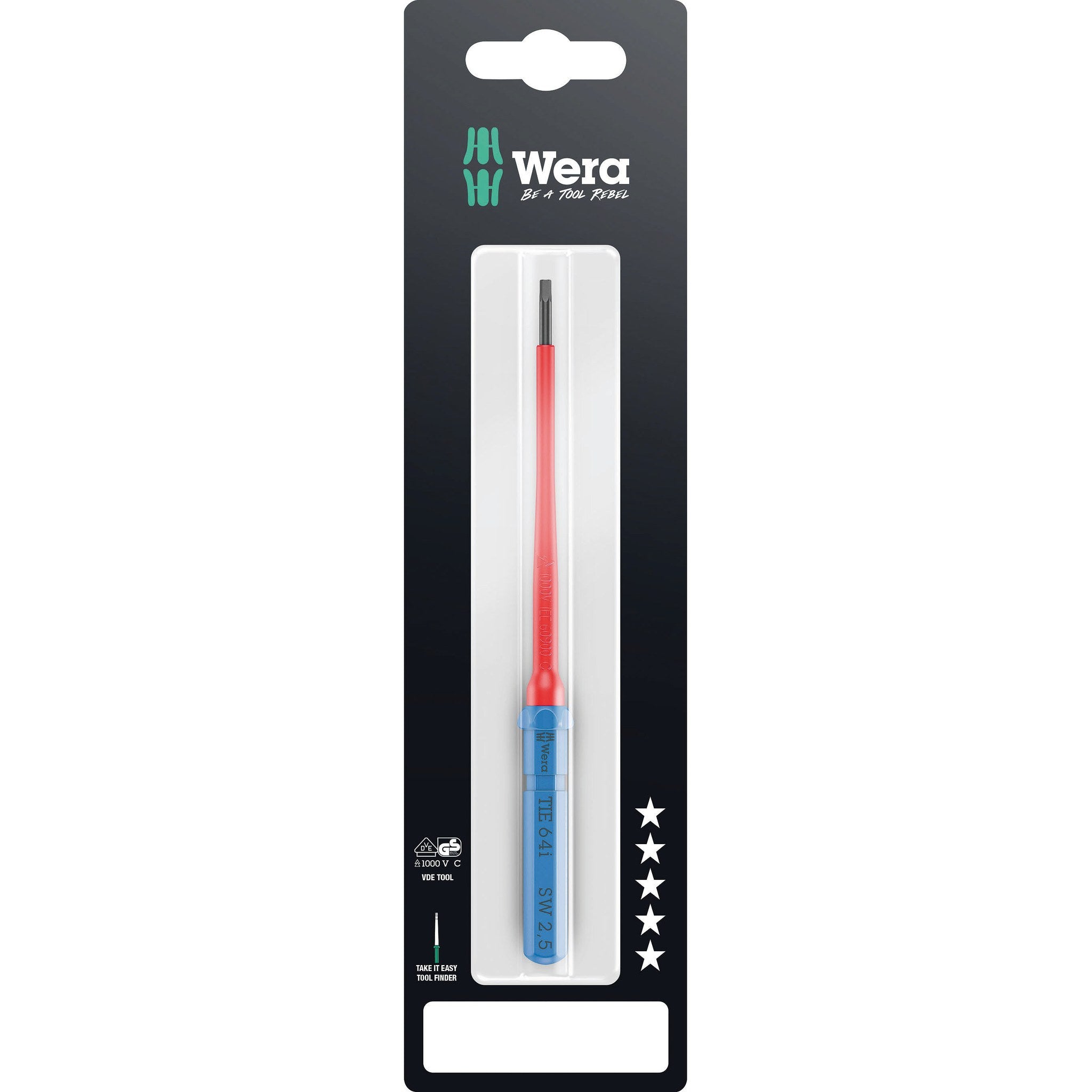 Wera Kraftform Kompakt VDE 64 i Take it easy SB, 2.5 x 157 mm