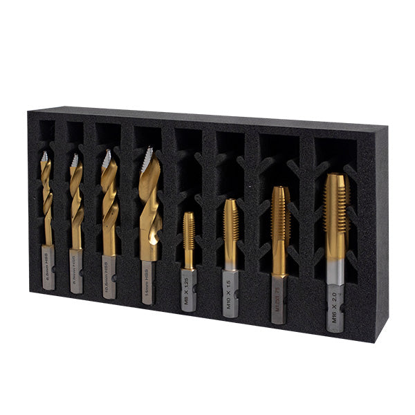 Versadrive Combo InsertFoam Set, 6.8/8.5/10.5/14mm TurboTip + M8, M10, M12, M16 Taps