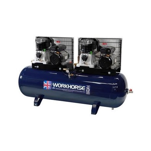 Workhorse Tandem Air Compressor 2 x 4HP 250L 230V